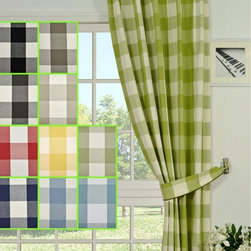 Moonbay Checks Versatile Pleat Cotton Curtains - Curtains