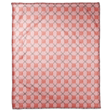 Pink Cross-Stitch Printed Pattern Fleece Blanket