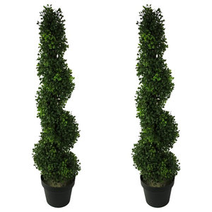 6 Feet Artificial Cypress Tower Cone Topiary Tree In Plastic Pot Green Set Of Contemporary Artificial Plants And Trees By Admired By Nature