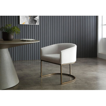 Modrest Elisa Modern Beige Velvet and Brass Dining Chair