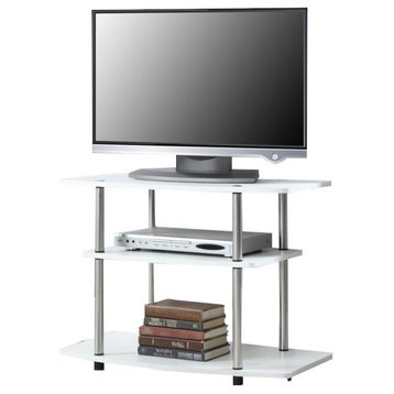 Convenience Concepts Designs2Go 32" Three-Tier TV Stand in White Wood Finish