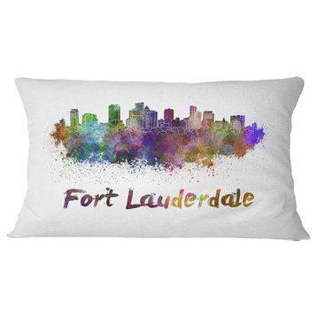 Fort Lauderdale Skyline Cityscape Throw Pillow, 12"x20"