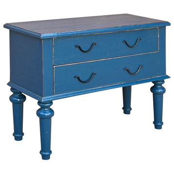 Rough Wood Blue Lacquer 2 Drawers Sideboard Credenza Table Cabinet Hws3291