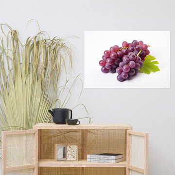 Art with Grapes: Cluster of Delight Purple Grapes on White Photorealism
