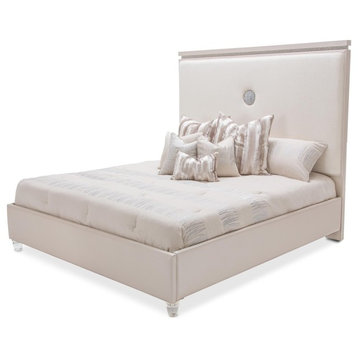 AICO Glimmering Heights Queen Upholstered Bed, Ivory 9011000QN-111