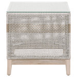 Essentials for Living - Tapestry Outdoor End Table - Transitional style outdoor end table featuring interwoven rope pattern and powder-coated Stainless Steel frame.