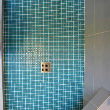 Pop of Aqua Modern Bath