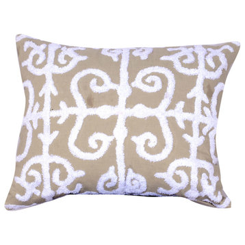 Embroidered Decorative Pillow, Taupe