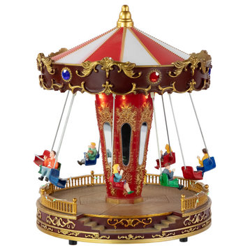 10.75" Animated & Musical Carnival Carousel LED Christmas Village Display