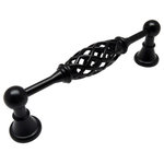 Cosmas - Cosmas 1749-5FB Flat Black 5&rdquo; CTC (128mm) Birdcage Cabinet Pull - 5" (128mm) Hole Centers