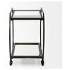 Chriselle Black Metal w/ Two-Tiered Mirrored Shelves Bar Cart
