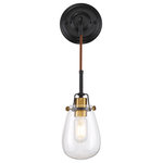 Nuvo Lighting - Toleo- 1 Light Wall Sconce - with Clear Glass - Black Finish with Vintage Brass - The Toleo 60-6851 one light wall sconce features a black finish with vintage brass accents and clear glass to lend a vintage touch to your room.