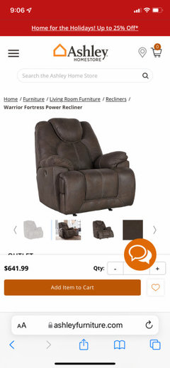 Ashley warrior 2024 fortress recliner