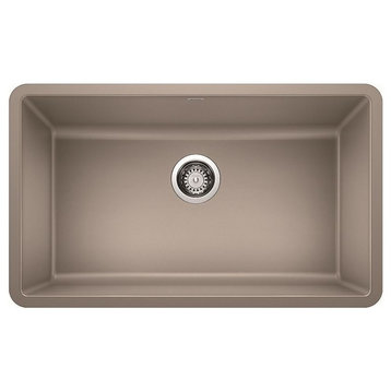 Blanco 442531 Precis 30"x18" Granite Single Bowl Kitchen Sink, Truffle