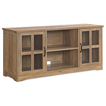 Cori 52" Wood and Glass Console For TVs Up To 55", Rustic Oak