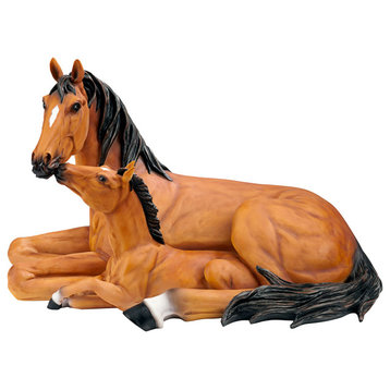 Motherly Love Pony Foal And Mare Horse Statue