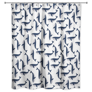 Whale Pattern 71x74 Shower Curtain