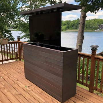 Brazilian IPE wood TV lift cabinet