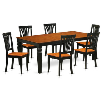 7-Piece Dinette Set With A Table And 6 Dining Chairs In Black And Cherry