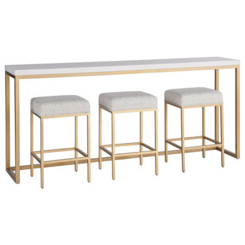 Miranda Kerr Metal Console Table, Gold Finish With White Top