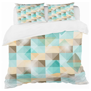 3D Illusion of Geometric Squaresf Abstract Duvet Cover, King