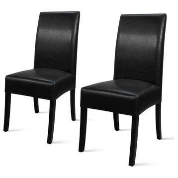 Valencia Bonded Leather Chair, Set of 2, Black