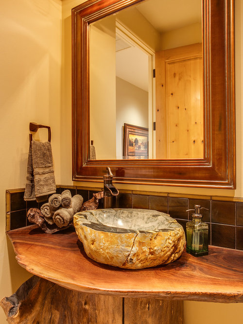 Small Rustic Powder Room Design Ideas, Remodels & Photos