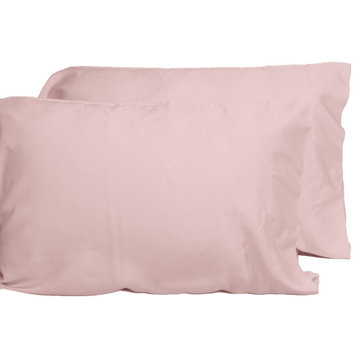 Premium 100% Organic Bamboo Fiber 2-Piece Pillowcase Set, Pale Rose, King Pillowcases