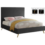 Meridian Furniture - Jasmine Velvet Bed, Gray, Queen - Embolden your bedroom space with this beautiful Jasmine Grey Velvet Queen Bed. The neutral color and chic, sleek velvet upholstery set this bed apart as a distinctively elegant option for your bedroom sanctuary. The contemporary design meshes well with modern decor, making it the ultimate choice for the uber-modern home. Metal legs with a retro slant lend this bed a finished look. Because the bed requires no box spring or foundation, it offers a svelte, minimalist profile.