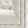Michelle Fabric Upholstered Chair, Gold Iron Legs, Cream, Velvet, Loveseat