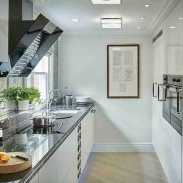 Bespoke kitchen cupboards with chestnut flame granite worktops