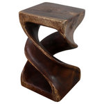 Kammika Import Export Co., Ltd. - Haussmann® Wood Double Twist Stool Table 12 in SQ x 20 in H Mocha Oil - Need a unique functional one of a kind accent table that doubles as a stool or display stand?