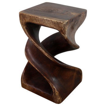 Haussmann® Wood Double Twist Stool Table 12 in SQ x 20 in H Mocha Oil