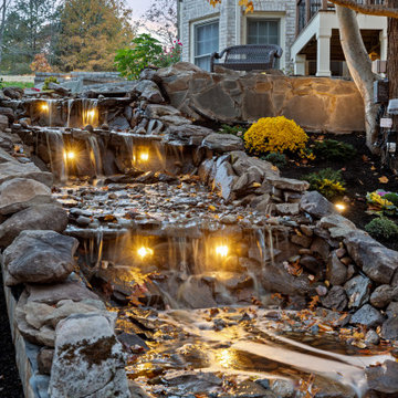 Breath taking view of backyard lake from this new patio in Oakton VA