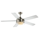 Trans Globe Lighting - 52" Indoor Brushed Nickel Modern Ceiling Fan - With its sleek styling, the Cappleman Collection is a Modern take on the traditional ceiling fan.  The Cappleman 52" Ceiling Fan provides soft lighting with two bulbs concealed above the White Frost glass shade. This five-blade ceiling fixture comes complete with a pull chain for easy on and off. All mounting hardware and ceiling canopy are included providing a beautiful finished look.