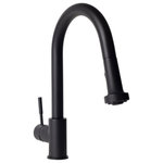 ZLINE Kitchen and Bath - ZLINE Monet Kitchen Faucet in Matte Black (MON-KF-MB) - The ZLINE Monet Kitchen Faucet (MON-KF-MB) is manufactured with the highest quality materials on the market - making it long-lasting and durable. We have focused on designing each faucet to be functionally efficient while offering a sleek design, making it a beautiful addition to any kitchen. While aesthetically pleasing, this faucet offers a hassle-free washing experience, with 360 degree rotation and a spring loaded pressure adjusting spray wand. At 1.8 gal per minute