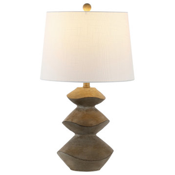 JONATHAN Y Lighting JYL4061 Laken 25" Tall LED Vase Table Lamp - Brown Wood