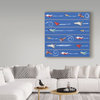 "Flight Time Stripe Pattern Blue Repeat" by Sher Sester, Canvas Art, 18"x18"