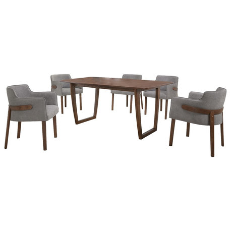 Modrest Jordan Modern Walnut and Gray Dining Set