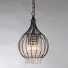3-Light Antique Bronze Bell Shade Crystal Chandelier Pendant, Small Glam