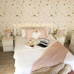 modern watercolour floral - dusty pink - Wallpaper