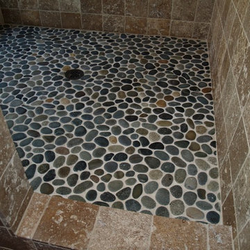 River rock shower pan