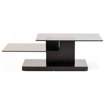 Anders Contemporary Black Oak and Glass Coffee Table