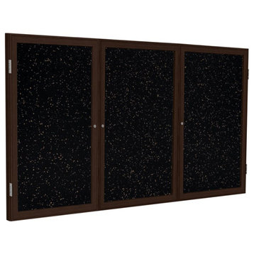 Ghent's Wood 36" x 72" 3 Door Enclosed Rubber Bulletin Board in Speckled Tan