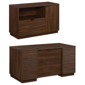 Home Square 2-Piece Set with Small Filing Cabinet Credenza & Computer Desk