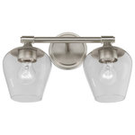 Livex Lighting - Willow 2 Light Brushed Nickel Vanity Sconce - This two light vanity sconce from the willow collection has understated elegance. It features minimal details, clear curved glass with a brushed nickel finish and can fit into any decor.