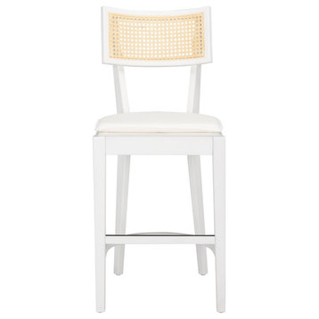 Safavieh Galway Cane Counter Stool, White/Natural