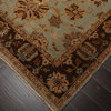 6'1''x8'8'' Hand Knotted New Zealand Wool Agra Oriental Area Rug Aqua, Brown
