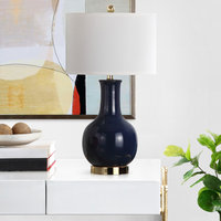 Safavieh White Ceramic Paris Lamp, Navy