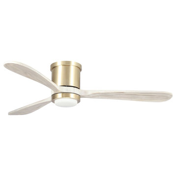 52 in Modern Dimmable Flush Mounted Ceiling fan with 3 Blades in Sand Copper